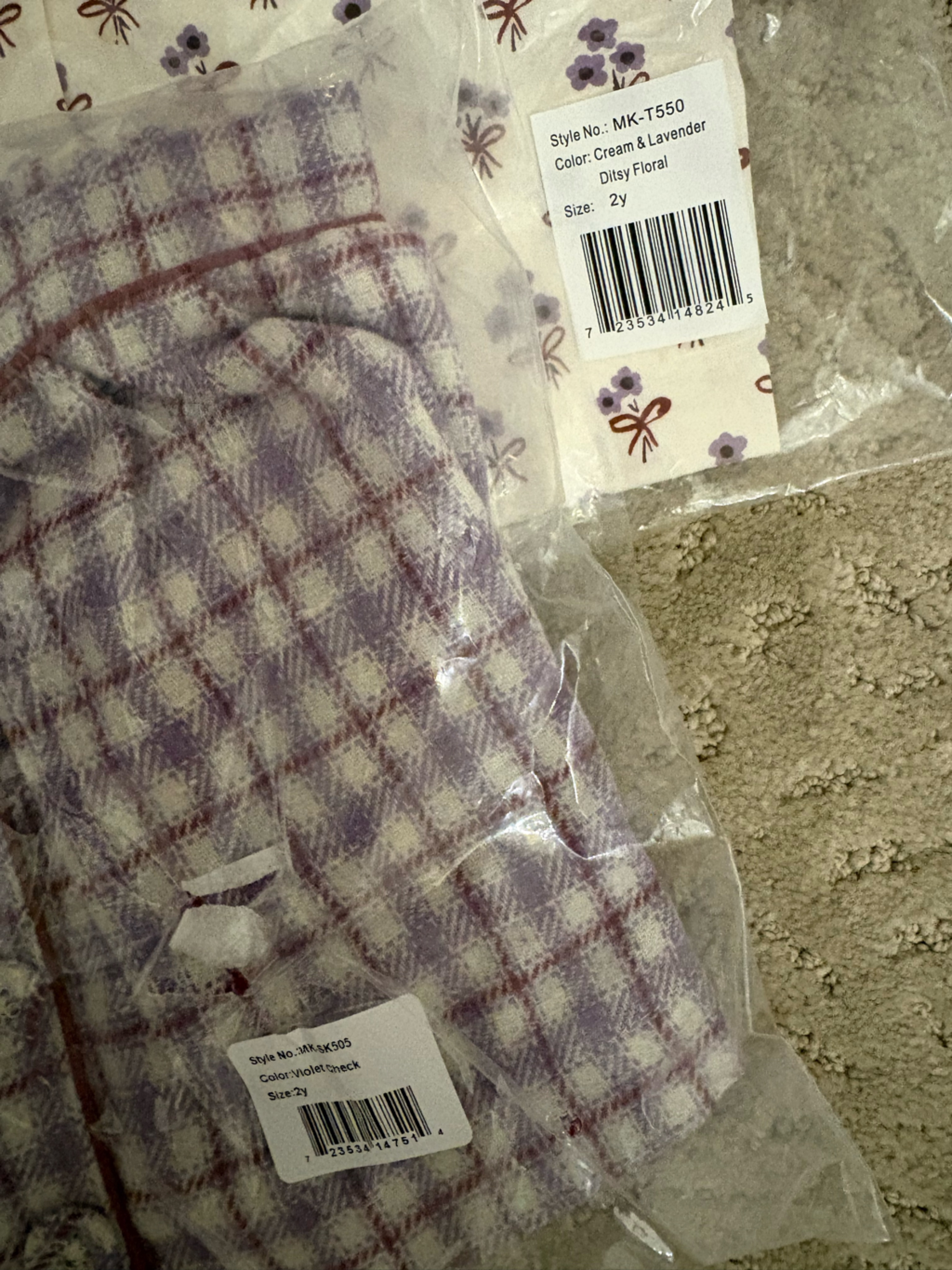 Maisonette Kids Matching Set In Lavender Floral And Plaid — image 2 of 2